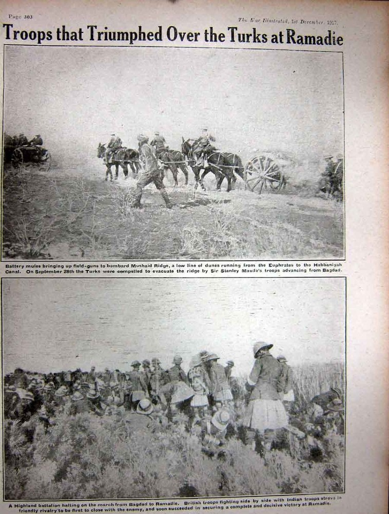 Old Vintage Print 1917 Ww1 French Sier British Flanders Ramadie Bagdad 20th