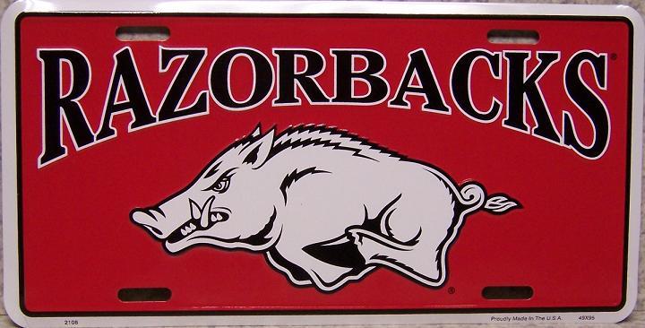 NCAA Arkansas Razorbacks Aluminum License Plate New