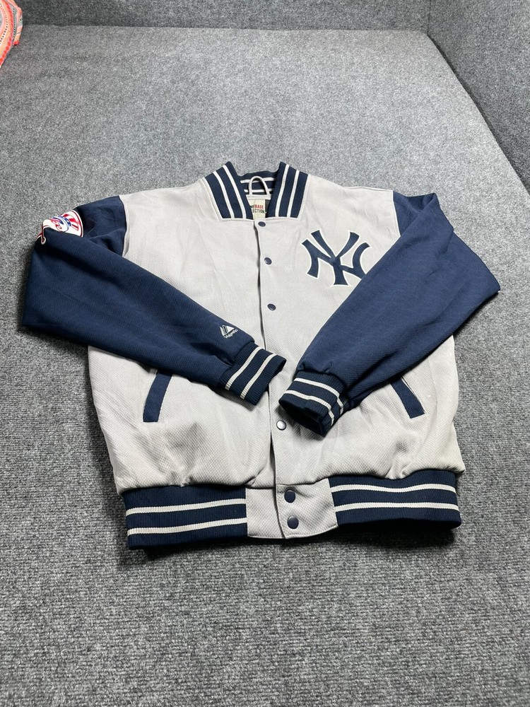 Majestic Homebase Collection Varsity Causal Jacket Blue Gray Men Fashion Fit M