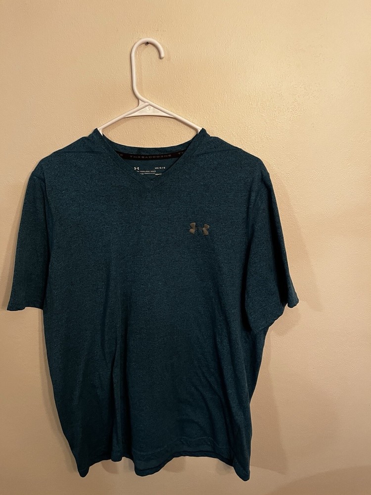 Under Armour Men’s Teal HEATGEAR Loose V-Neck T-Shirt Size Large