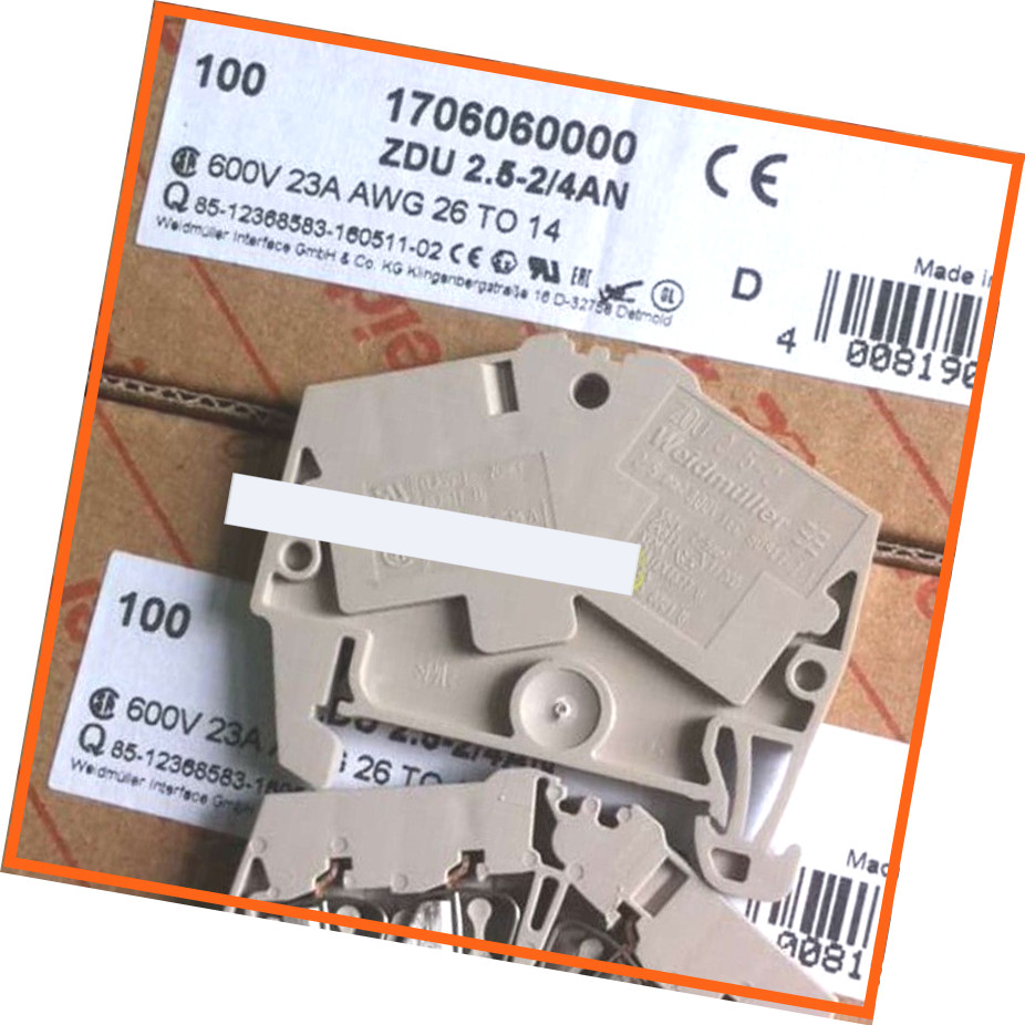 100PC NEW FIT FOR ZDU 2.5-2/4AN 2-in/2-out terminal/marker 1706060000