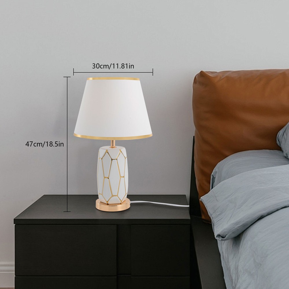 60W White Ceramic Table Lamp 4.72-inch Table Desk Reading Light 100-250V Home