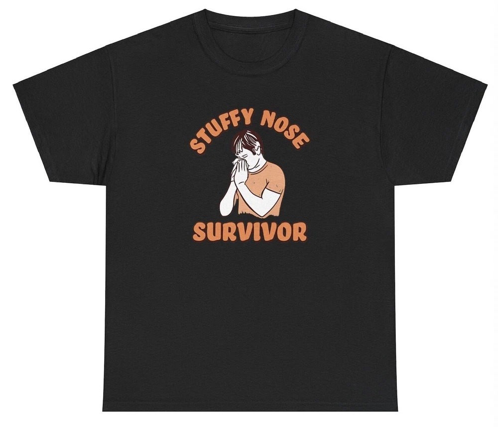 Stuffy Nose Survivor T Shirt Funny Congested Dank Meme Silly Y2K Gen Z Tee