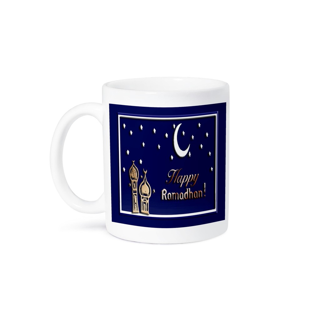 Ramadan Blue Sky Moon Star Design Ceramic Coffee Mug  