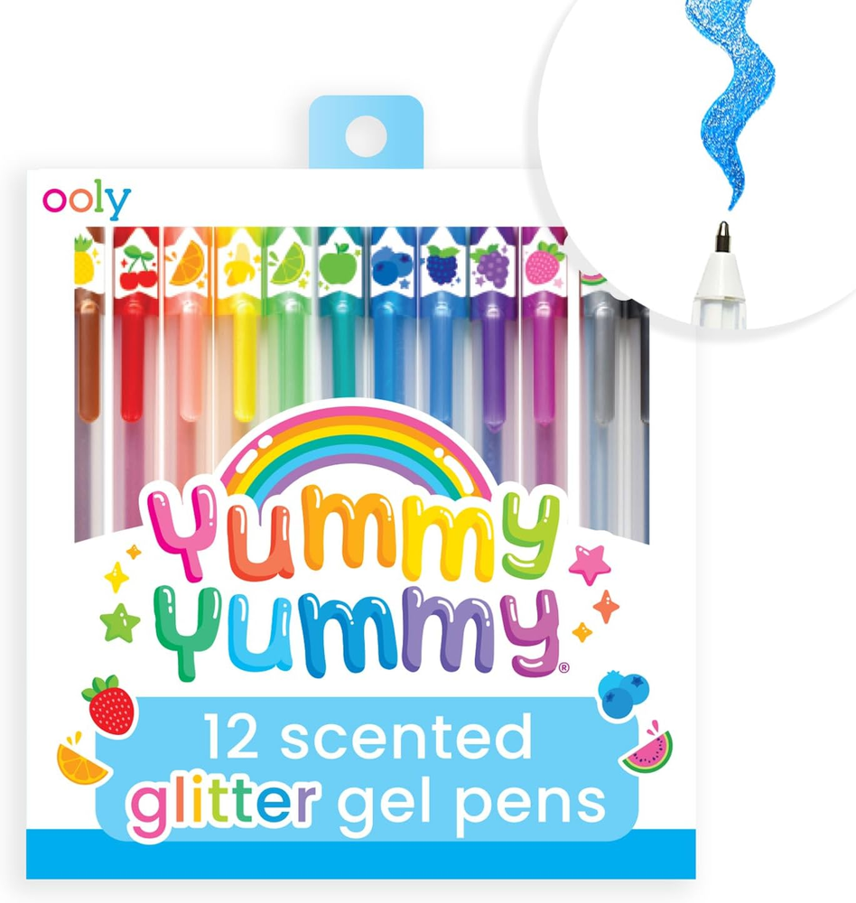 12-Pack 1.0mm Scented Glitter Gel Pens - Yummy Colors & Sparkle
