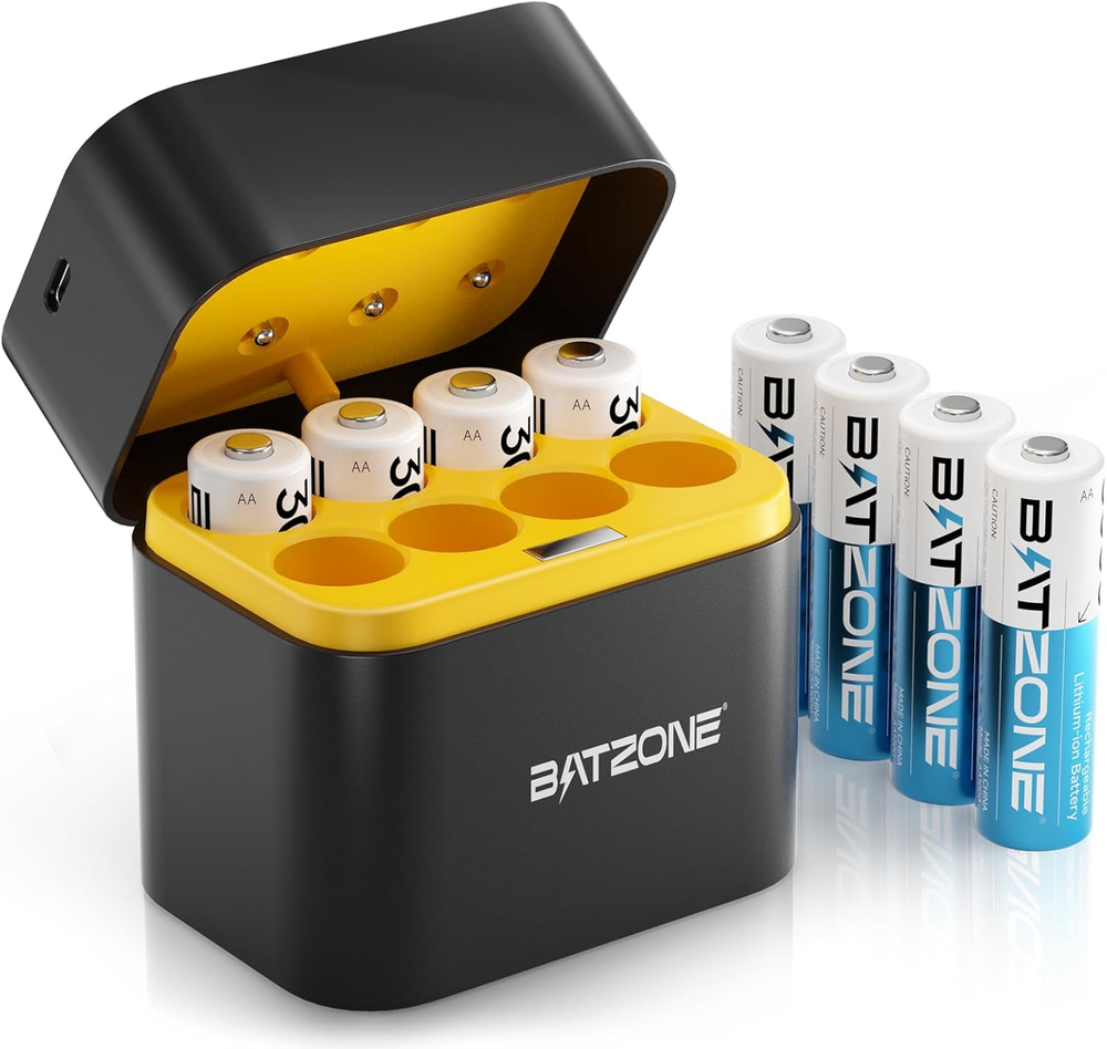 Rechargeable Aa Batteries Lithium 8 Pack Fast Charger 1.5V 3000Mwh High Capacity