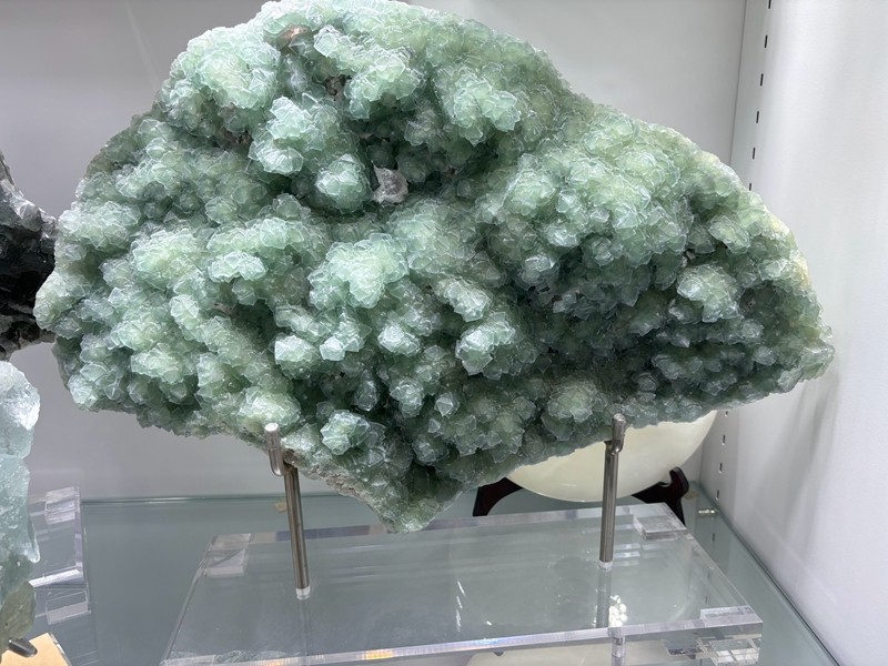 55LB Rare Natural Green Fluorite Large Crystal Quartz Mineral Specimens  +Stand