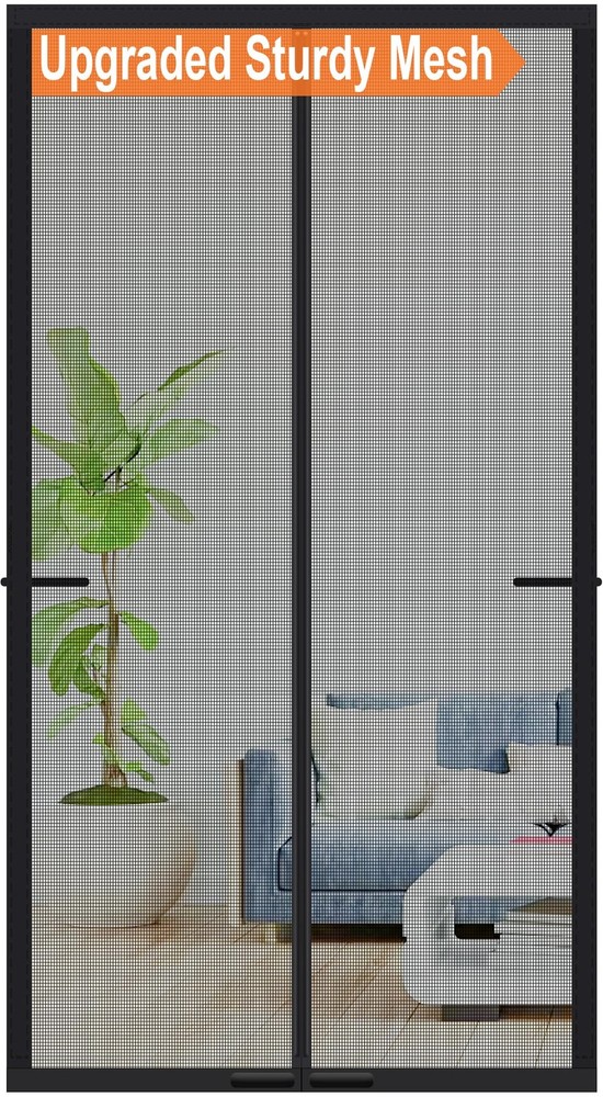 High Density Magnetic Bug Screen Door with Reinforced Thicker Mesh and Full Strip Magnets