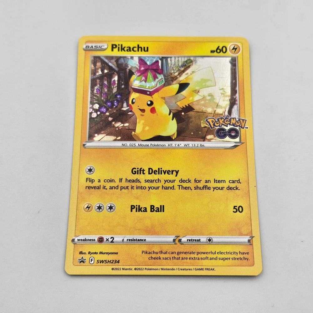 Pokémon TCG | Pikachu | SWSH234 | Holo Rare Promo | Pokémon GO! Stamp