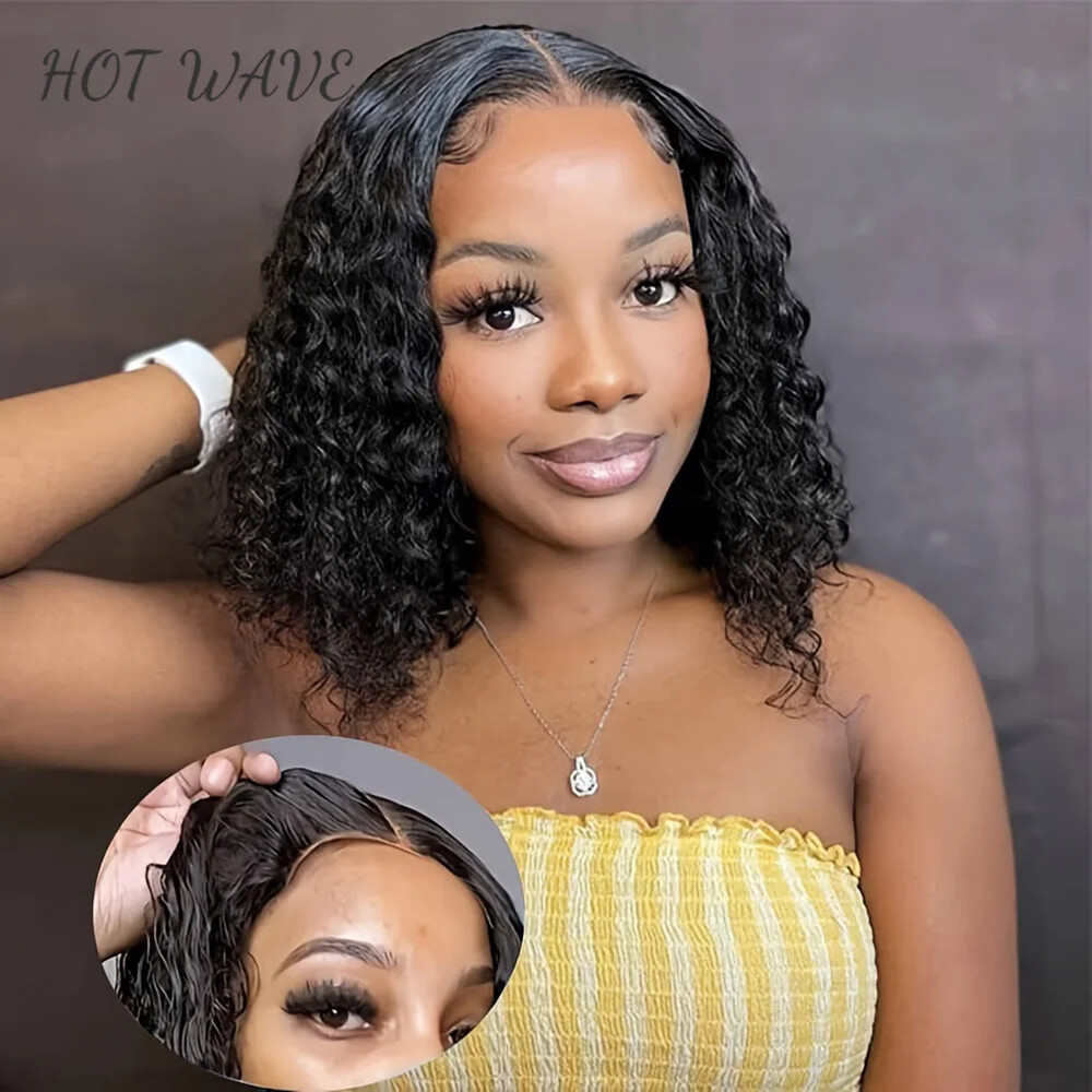 4x4 Deep Wave Brazilian Lace Front Wig Glueless Wet Wavy Human Hair