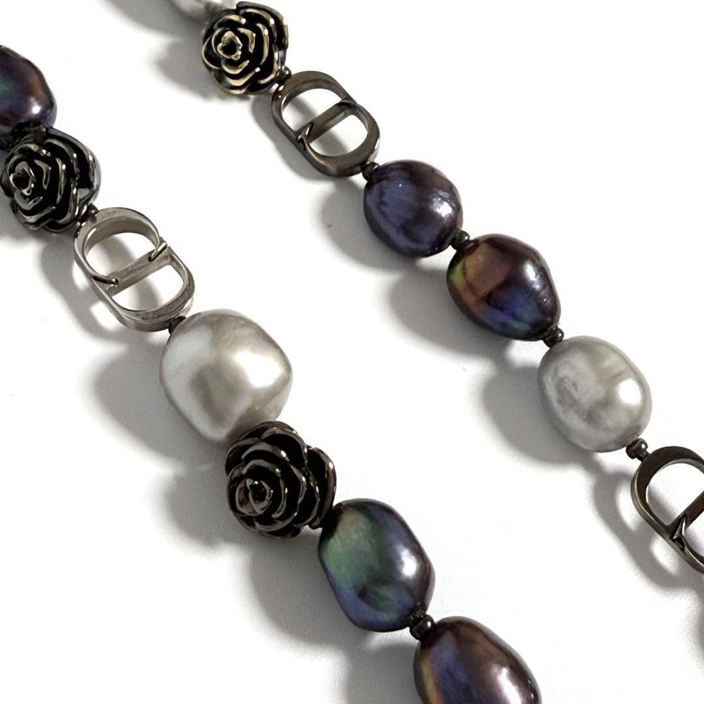 Christian Dior Rare Men'S Pendant Necklace Roses Fake Pearl