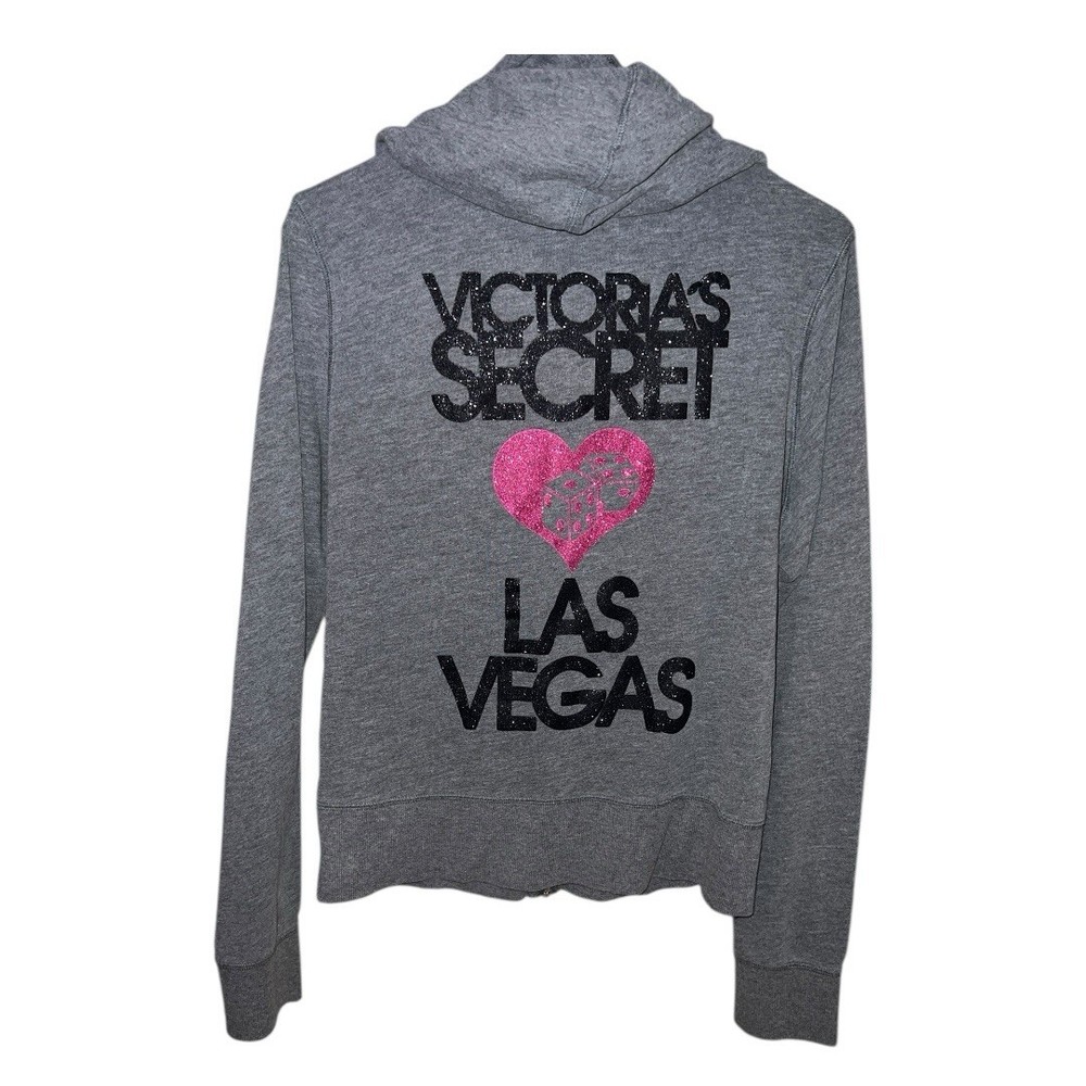 Vintage Y2K Victoria’s Secret Las Vegas Glitter Zip-Up Hoodie - Size Large