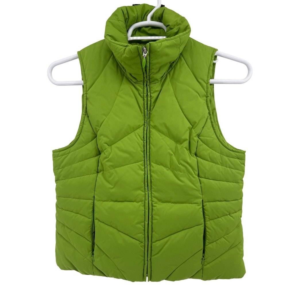 Kenneth Cole Reaction Women Quilted Puffer Vest Lime Green M Full Zip Down Fill-image
