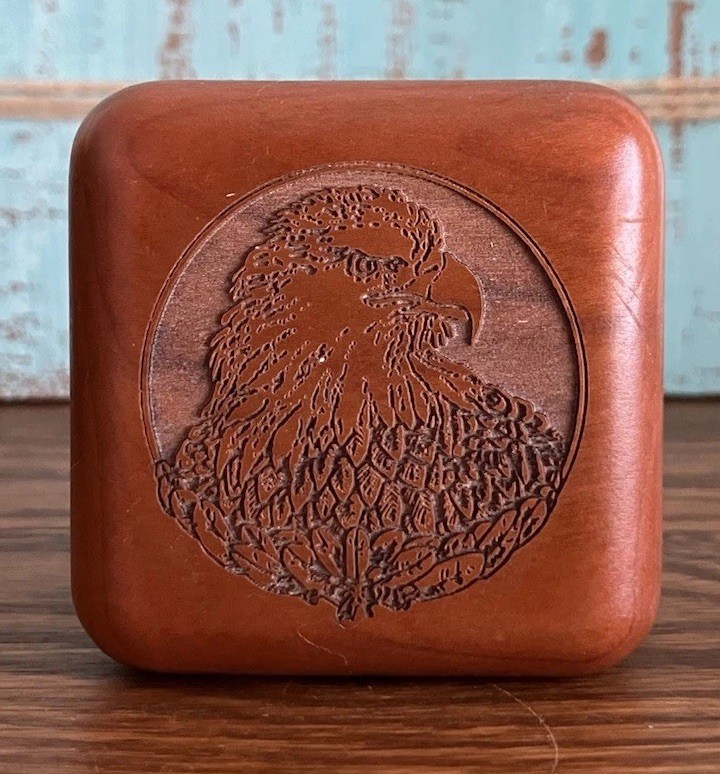 Vintage Bald Eagle Wooden Jewelry Box Custom Corporate Gift