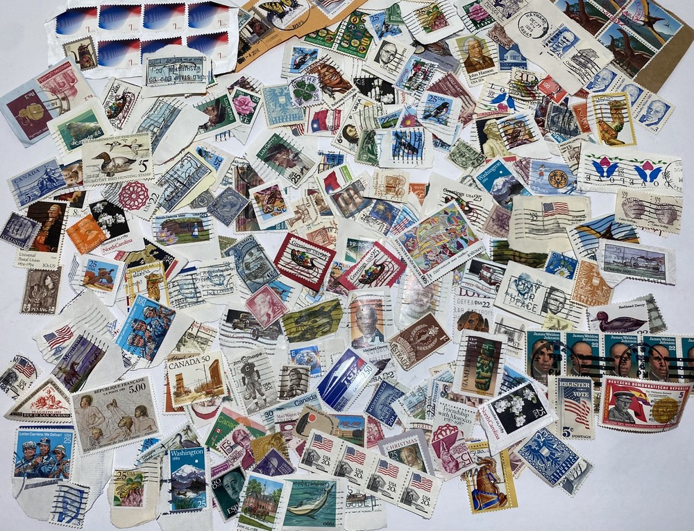 200+ Worldwide Stamps On and Off Paper Mixed Lot #1
