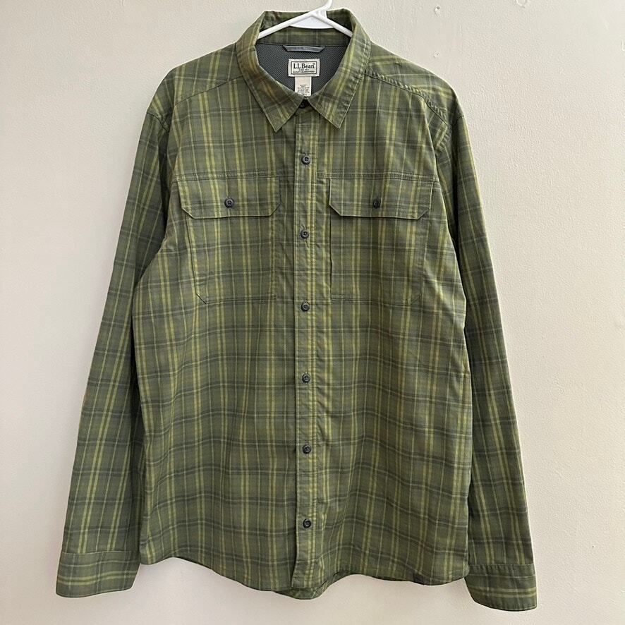 L.L. Bean Men's Large Tall Plaid Button Down Shirt Gorpcore Camping Outdoor