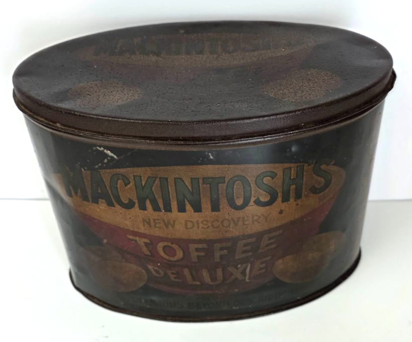 Vintage Mackintosh Deluxe Toffee Tin 16 cm tall and 22 cm long.