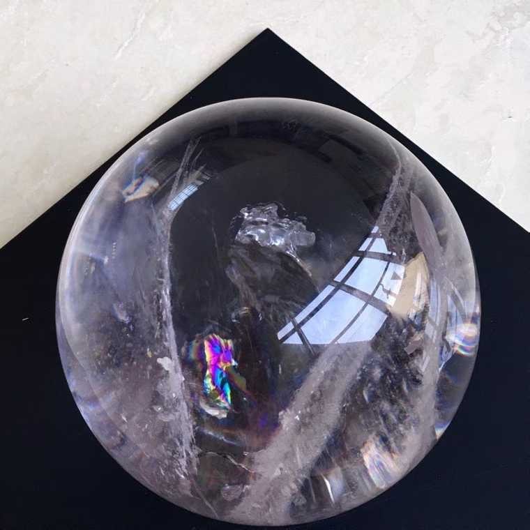 173mm Natural clear crystal sphere rainbow quartz polished ball Reiki energy