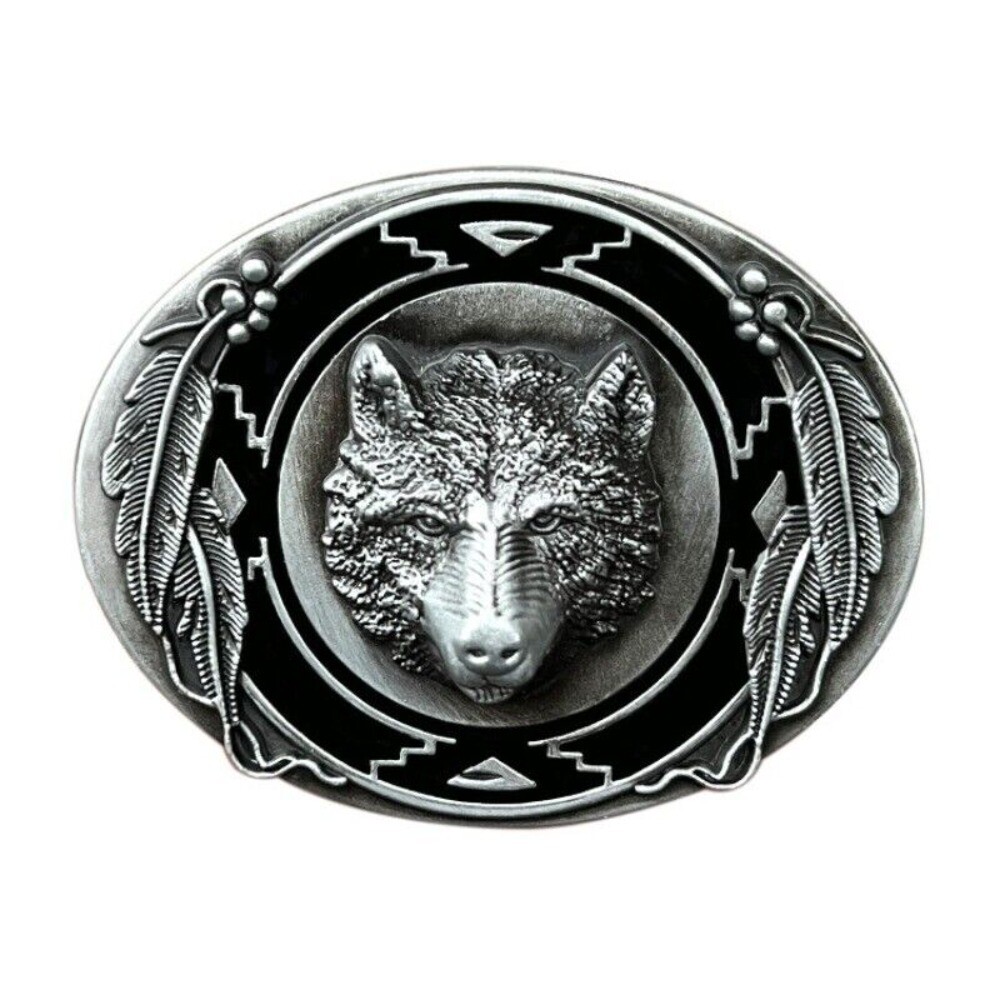 Western Belt Buckle for Men & Women Cowboy Rodeo Vintage Style Wear Wolf Head