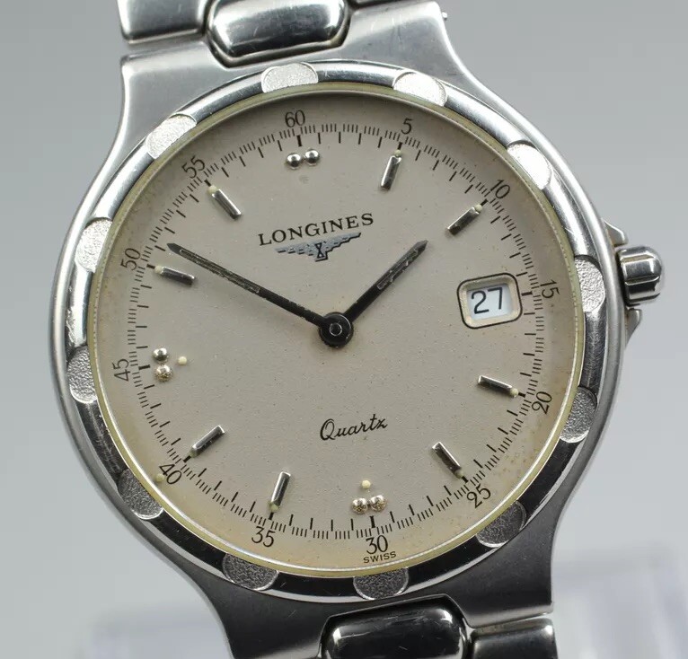 New Batt [Near MINT] LONGINES Conquest L1.614.4 Silver Dial Men's Quartz Watch