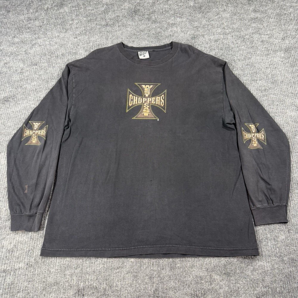 Vintage Y2K West Coast Choppers Long Sleeve Shirt Jesse James Distressed Sz XL
