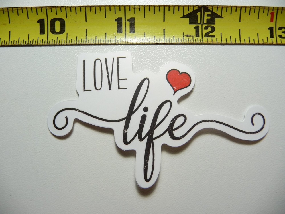LOVE LIFE HEART CURSIVE DECAL STICKER MOTIVATIONAL POSITIVE ATTITUDE MOTIVATE