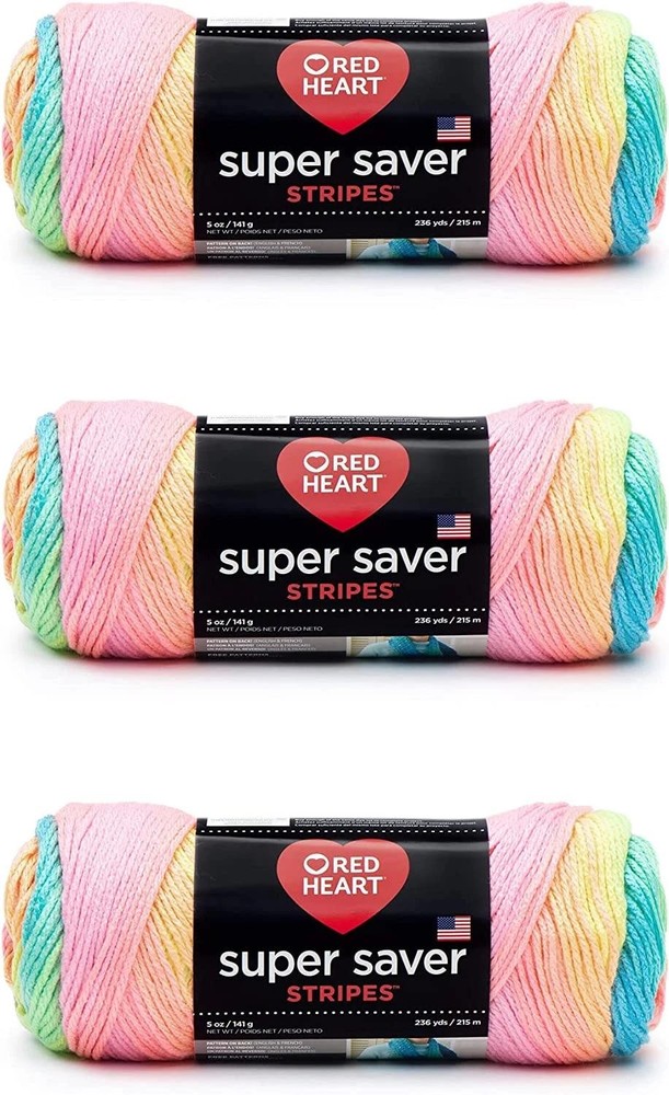 Red Heart Super Saver Yarn, 3 Pack, Retro Stripe 3 Count | Ebay