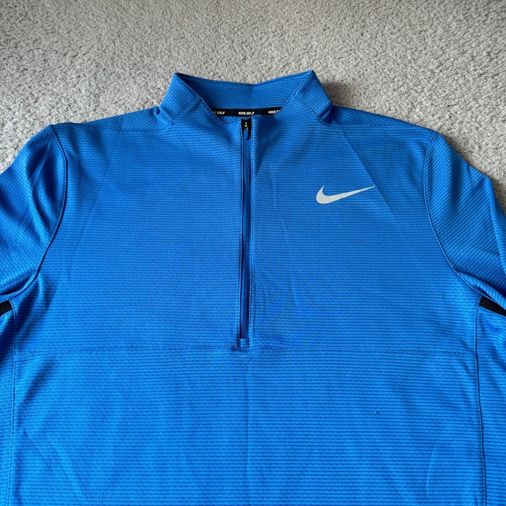 NEW Nike Aeroreact Sweater Mens Extra Large Blue Golf Pullover 1/2 Zip Nylon