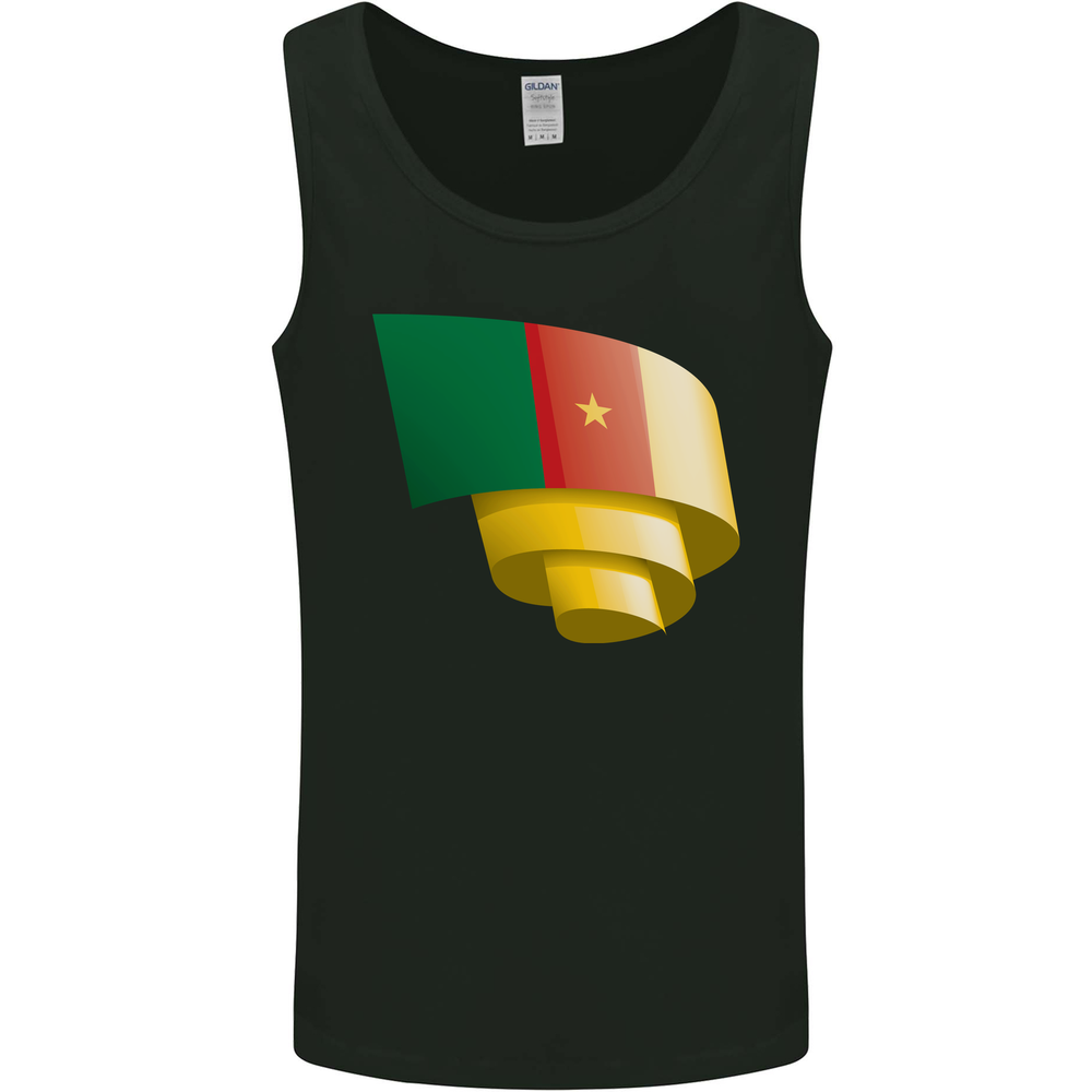 Curled Cameroon Flag Cameroonian Day Football Mens Vest Tank Top