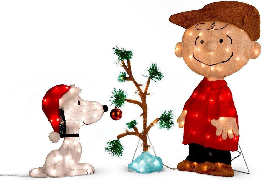 Charlie Brown Snoopy Lighted Outdoor Christmas Display 3pc LED Decoration