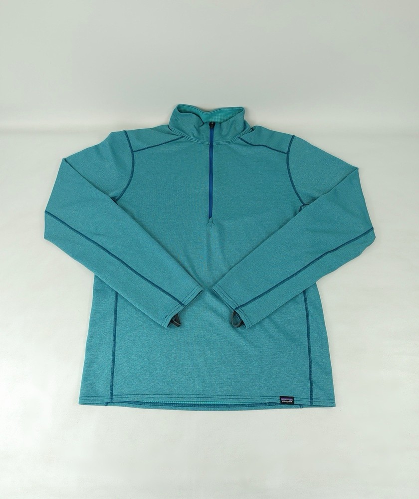 Patagonia Midweight Capilene Baselayer Aqua Blue 1/2 Half Zip Polartec Mens S