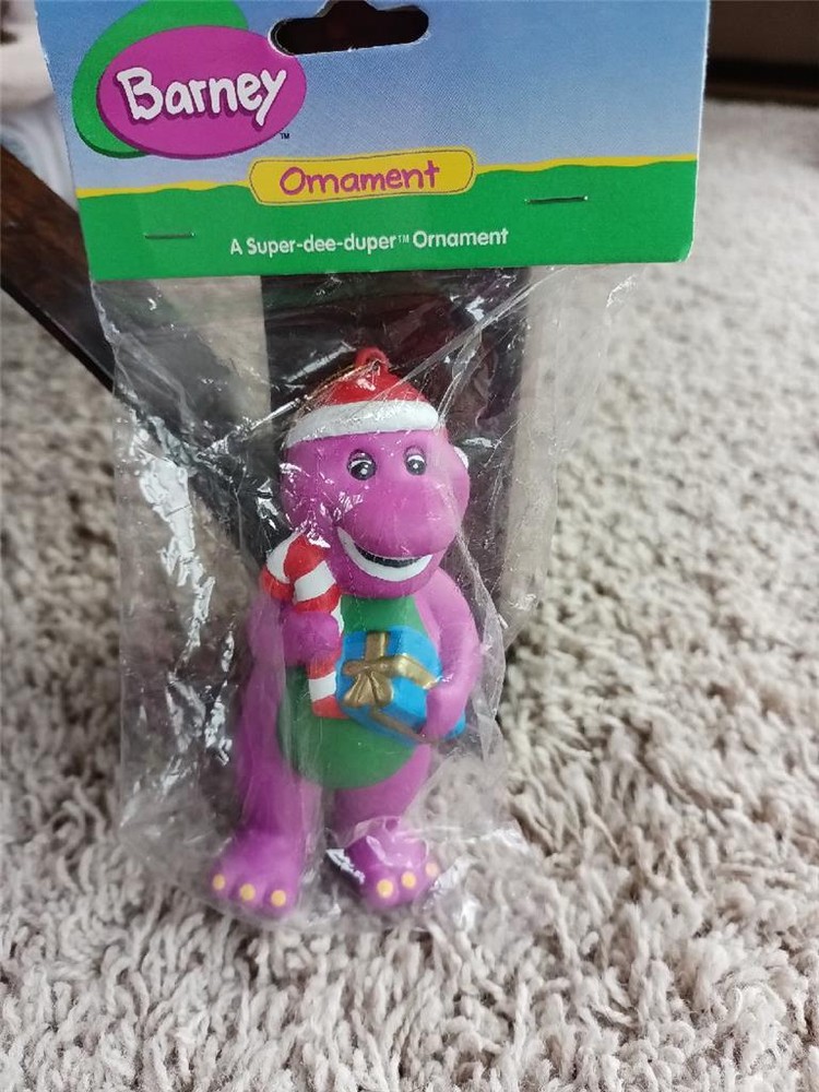 New 1999 Barney Purple Dinosaur Kurt Adler Ceramic Christmas Ornament NRFB