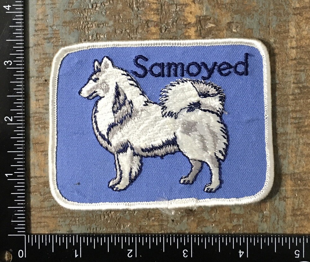 Vintage SAMOYED Dog Breed Pet Embroidered Iron-On Patch 1970’s Twill