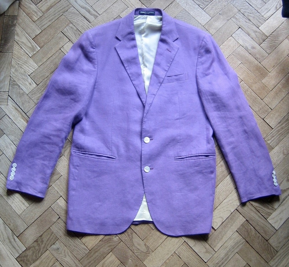 Violet Linen POLO RALPH LAUREN Made In Italy Tailored Blazer Jacket - 40R - EUC