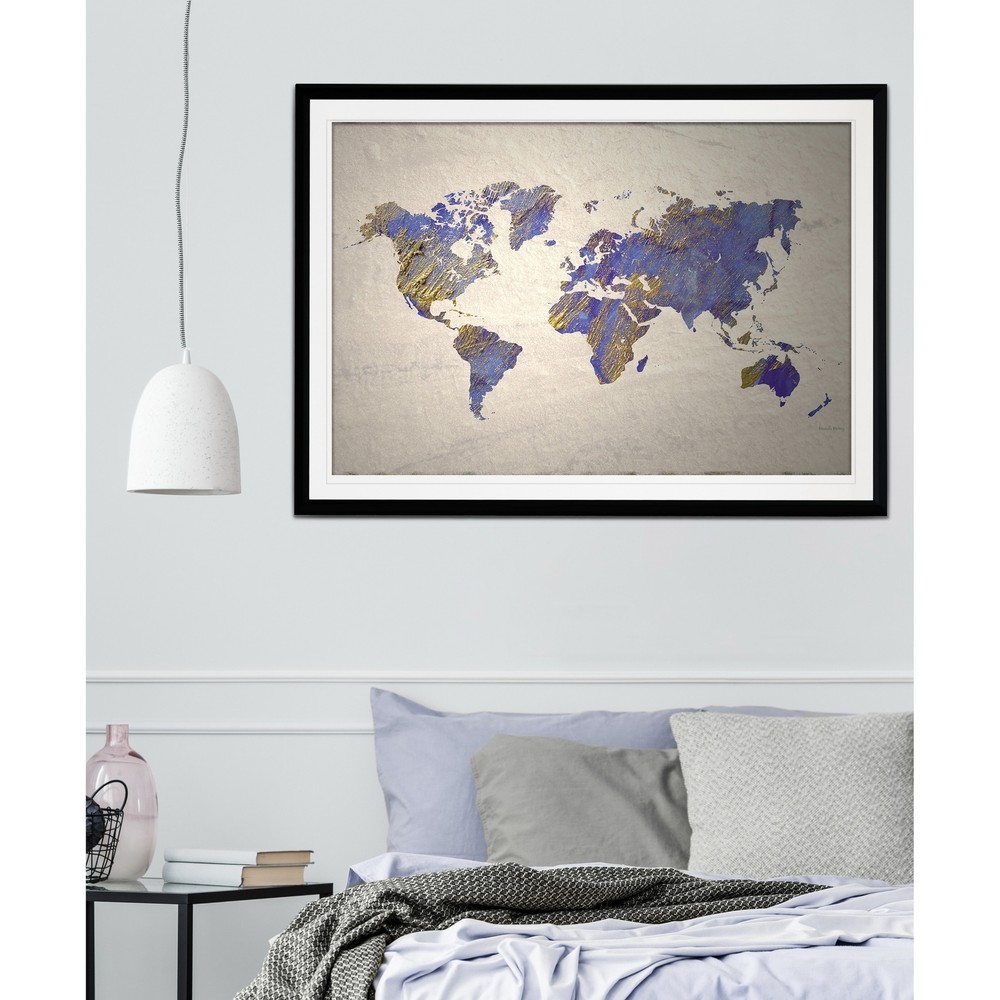 Painterly World-Premium Framed Print - grey, yellow, blue, grey, yellow, blue, g
