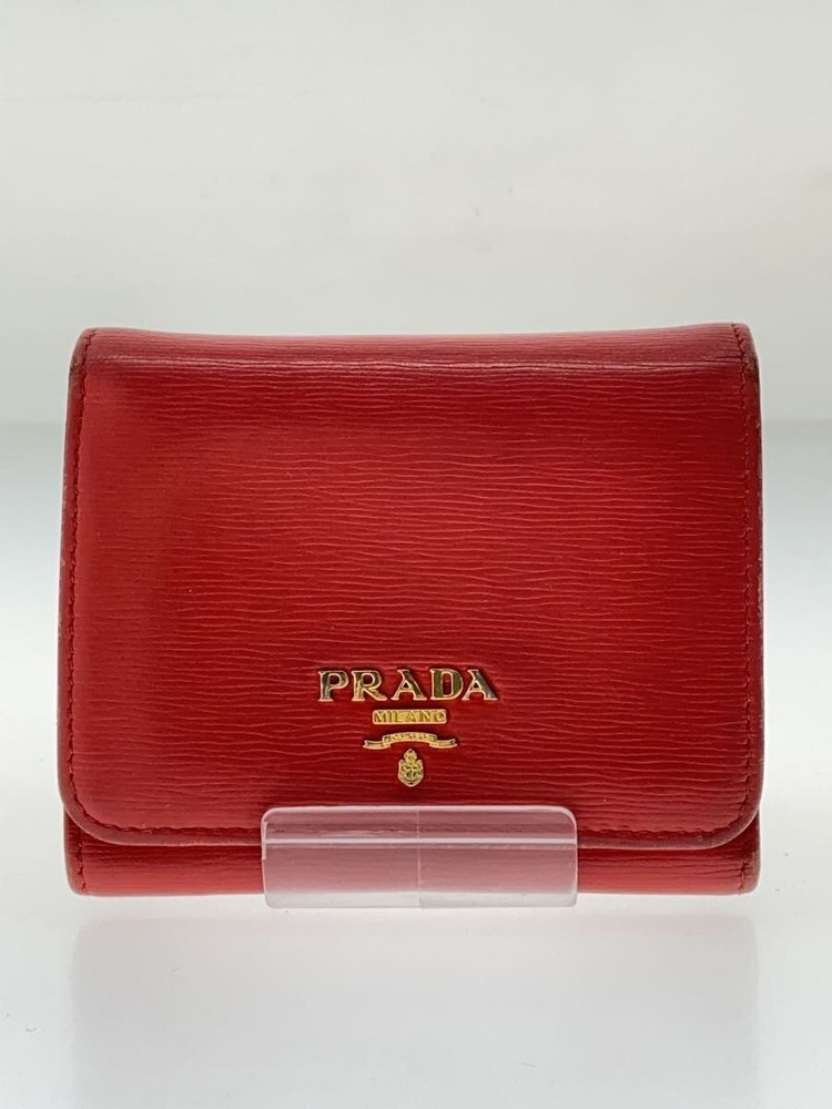 Prada Red Leather Tri-Fold Womens Wallet