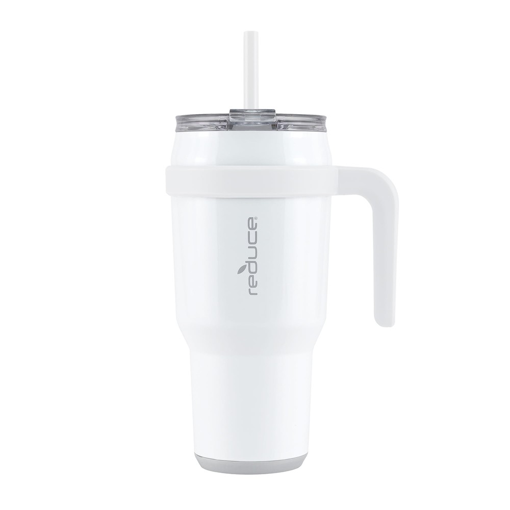 Reduce Stainless Steel 1 40 fl oz Tumbler with 3-Way Lid, Straw and Handle White