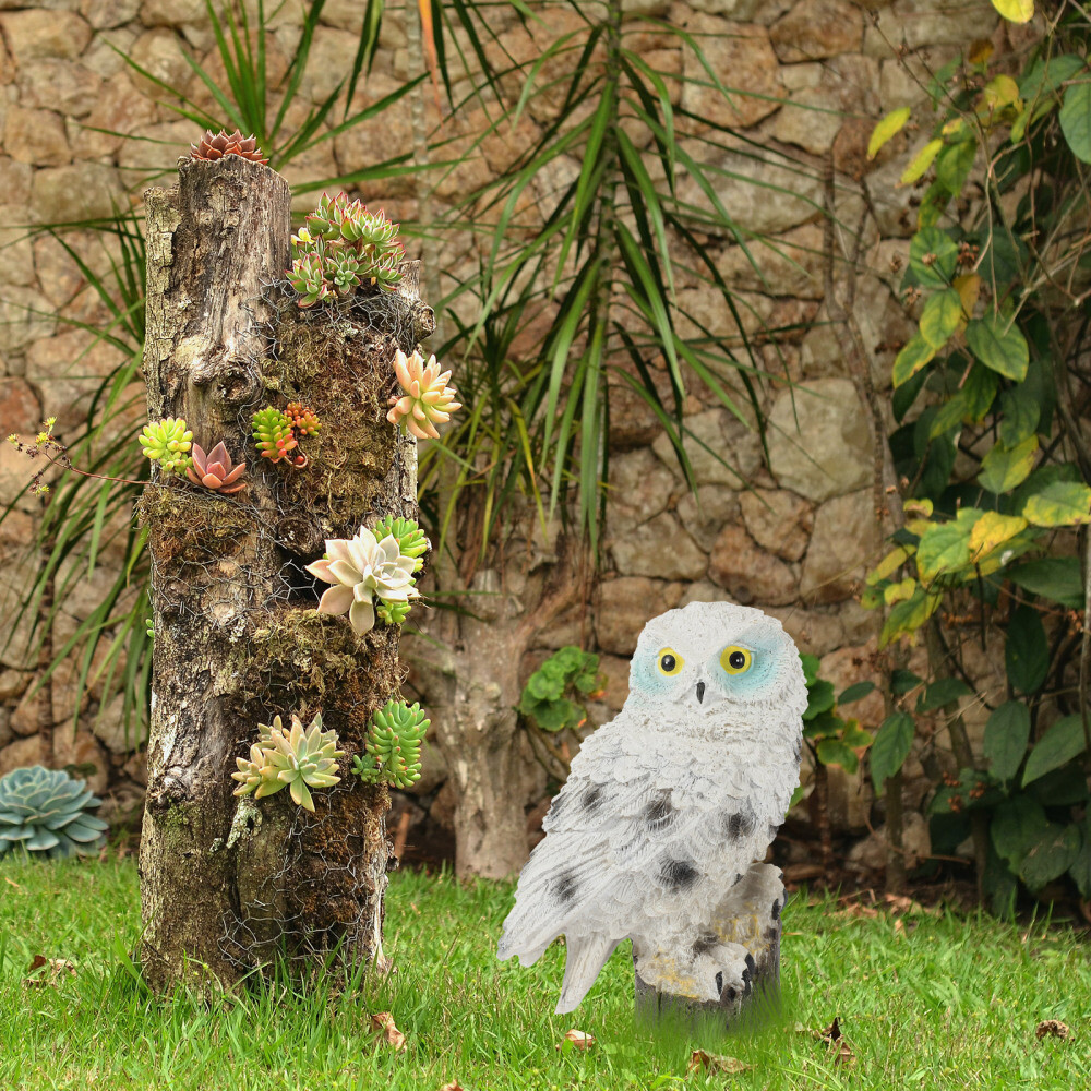 Cartoon Owl Figurines Owls Solar Lights Outdoor Garden Scarecrow