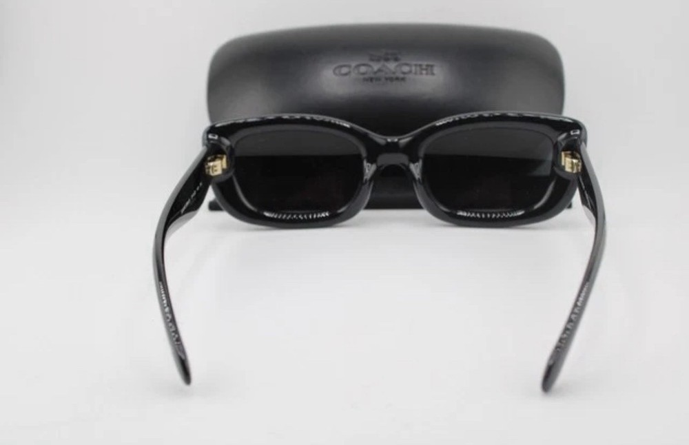 Coach HC8390U Women's Rectangular Black Sunglasses Logo