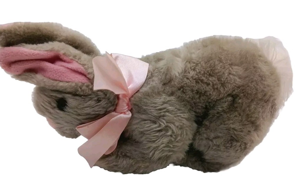 Animal Adventure Bunny Rabbit Gray Pink Plush Stuffed Animal 9”