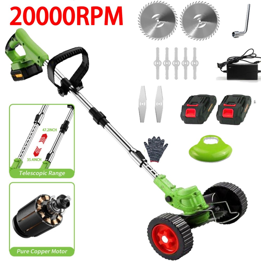 Cordless Electric Weed Lawn Eater Edger Yard Grass String Trimmer Cutter Mower