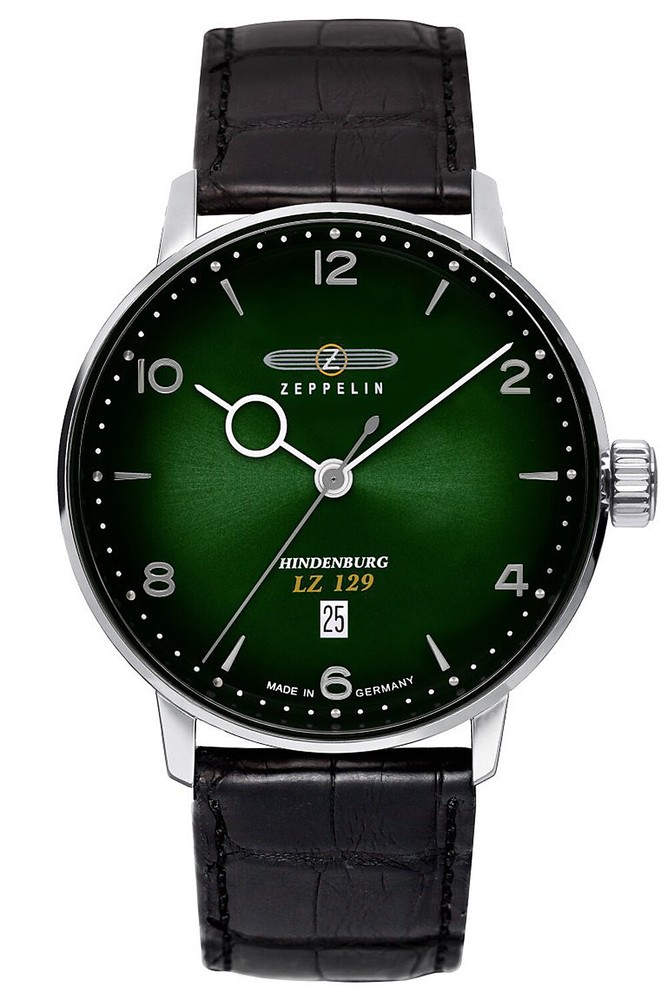 Zeppelin Men's Watch LZ129 Hindenburg Leather Strap Black / Green 8048-4