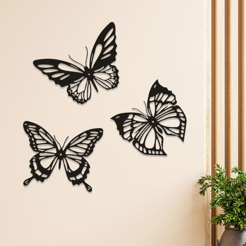 3Pcs Metal Butterfly Wall Decor Butterfly Wall Art Sculpture Hangings Decoration