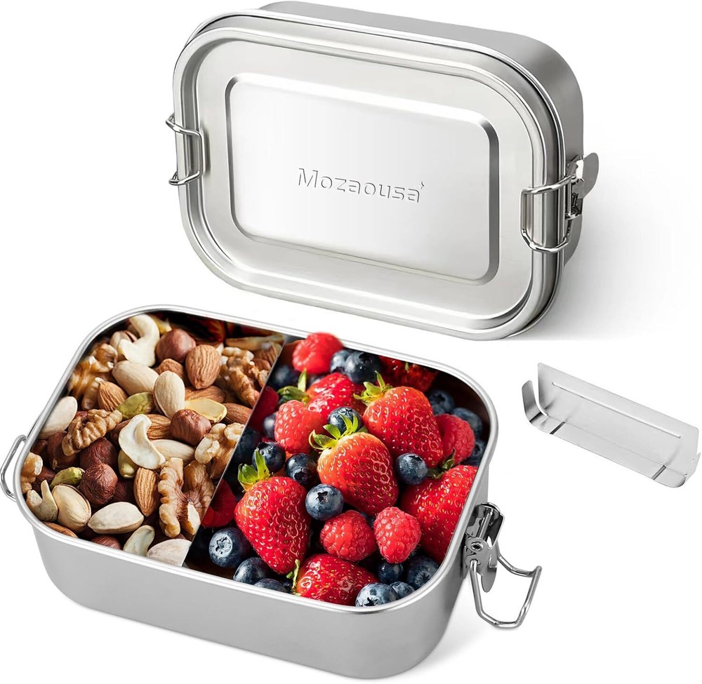 47oz Large Stainless Steel Lunch Box with Removable Divider Leak-Proof Bento Container