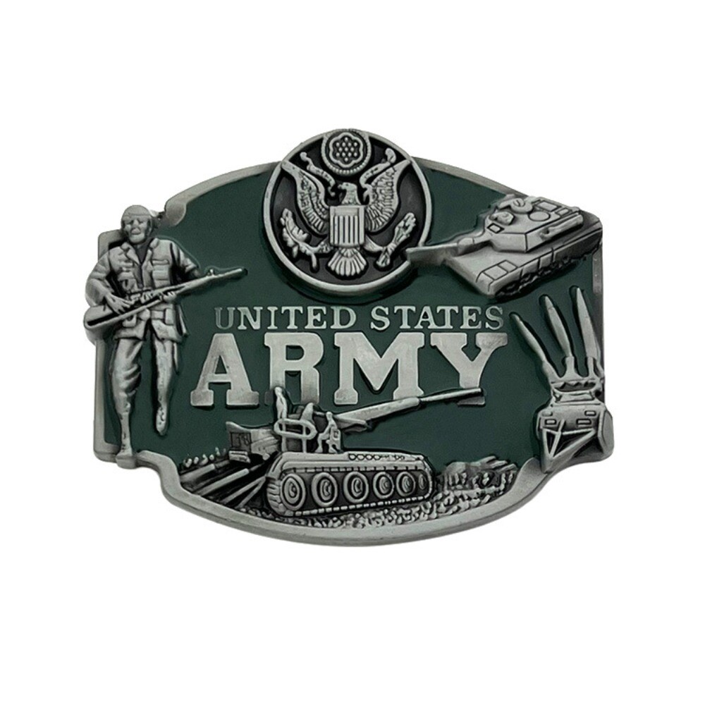 US Army Western Cowboy Belt Buckle for Men & Women Rodeo Wear and Military Fans