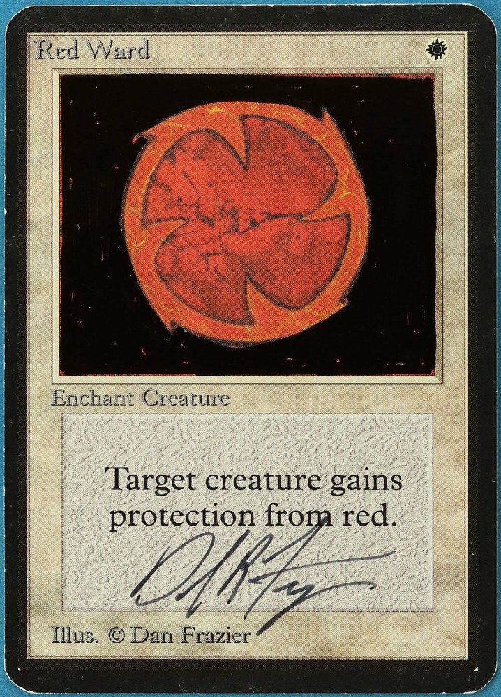Red Ward Alpha HEAVILY PLD ARTIST ALTERED SIGNED MTG CARD (ID# 185183) ABUGames
