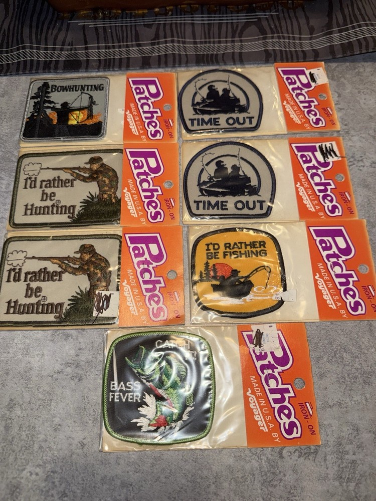 VTG Lot Of 7 Voyager Outdoor Hunting Fishing  Souvenir Iron On Patches