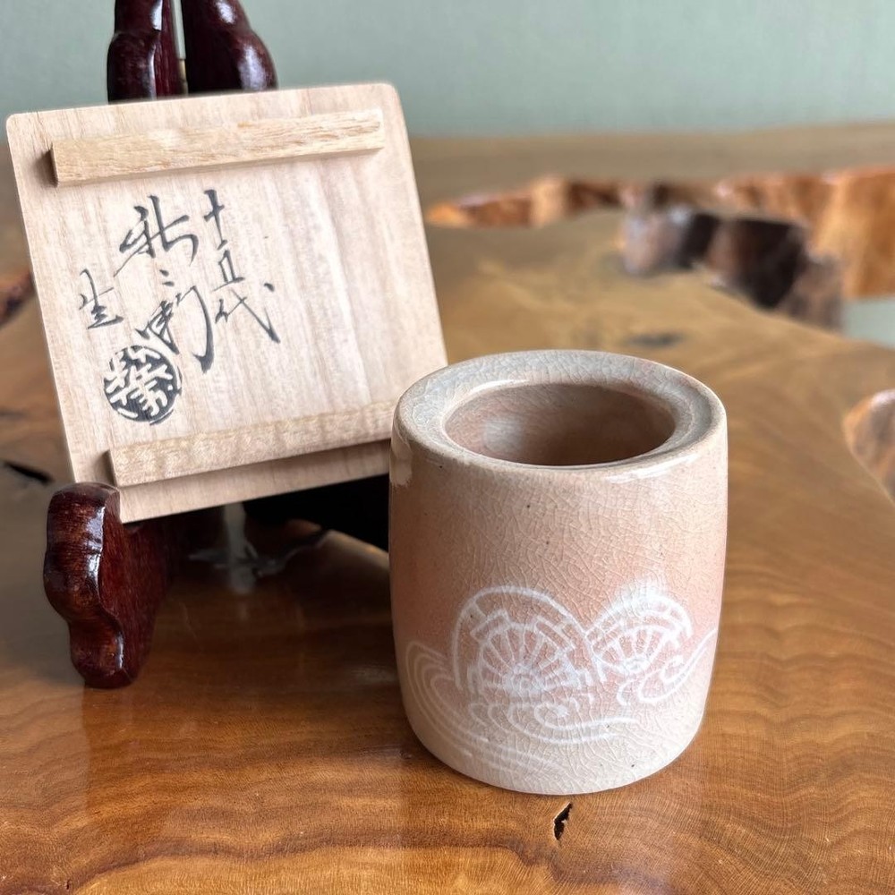 Japanese Matcha Tea Bowl, Hagi Ware Lid holder 15th generation Sakakura Shinbeiz