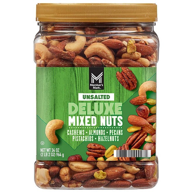 Members Mark Unsalted Deluxe Mixed Nuts 34oz – Free Shipping-image