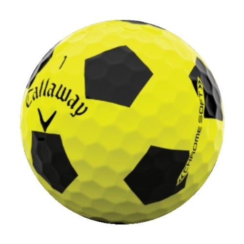 Callaway Chrome Soft Yellow Black Truvis Soccer Golf Balls 12 Pack